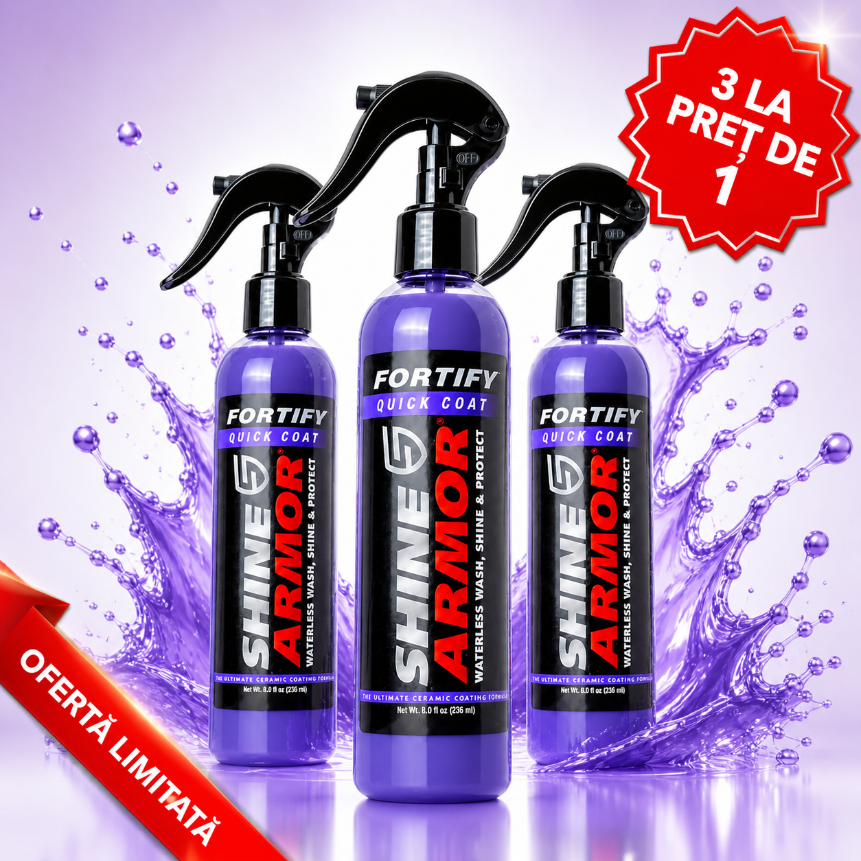 Spray Polish Ceramic Auto 3x – Aplici, ștergi și gata: luciu tip oglindă + protecție hidrofobă