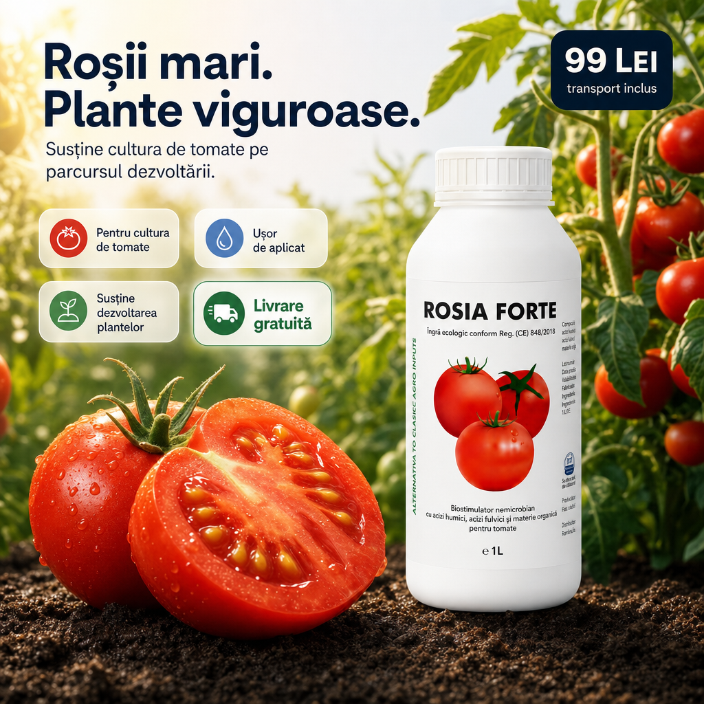 1+1 ROSIA FORTE – Biostimulator concentrat pentru roșii mari și recoltă bogată