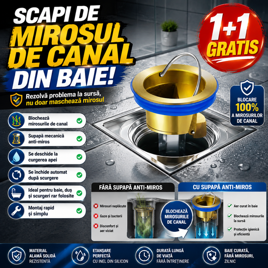 Supapă Anti-Miros pentru Scurgeri, cu Închidere Automată