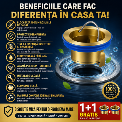 Supapă Anti-Miros pentru Scurgeri, cu Închidere Automată