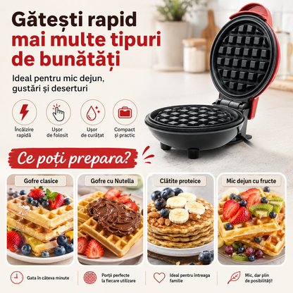 WafflePro™ – Aparat Electric de Făcut Gofre Acasă, Rapid și Ușor