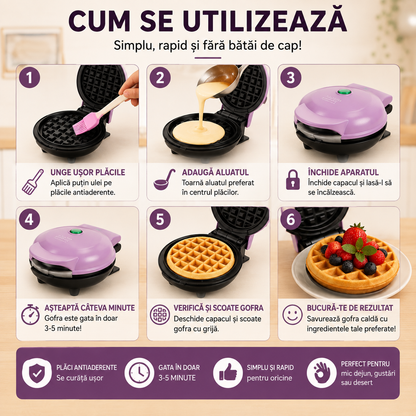 WafflePro™ – Aparat Electric de Făcut Gofre Acasă, Rapid și Ușor