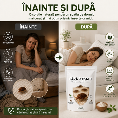 Fără Ploșnițe™ – Pulbere Ecologică pe Bază de Diatomee