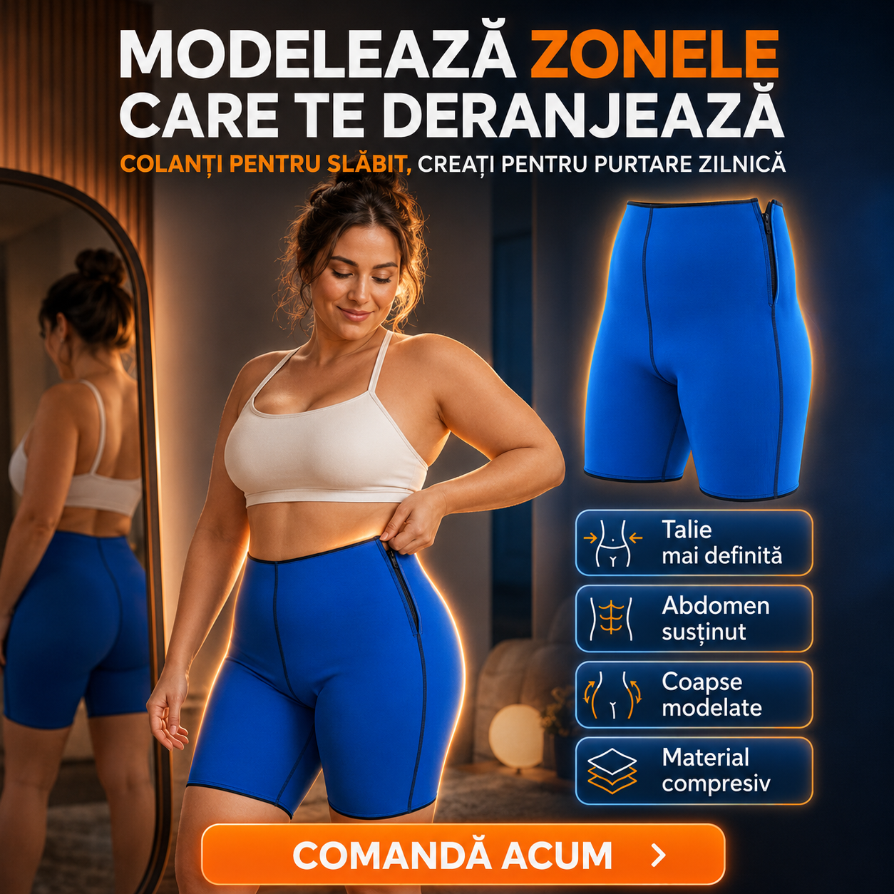 Colanți pentru Slăbit cu Talie Înaltă – Modelează Abdomenul și Coapsele