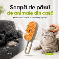 Perie cu Aburi 3 în 1 pentru Pisici și Câini — Periaj, Masaj și Curățare