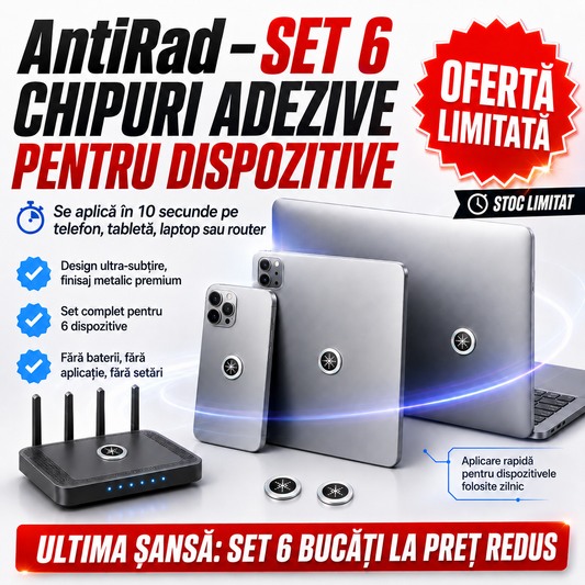🛡️ Scut Anti-Radiații – Protecție Telefon, Tabletă, Laptop | Set 6 Bucăți