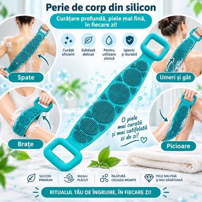 Perie de Corp din Silicon cu Mânere – Pentru Spate și Zone Greu Accesibile