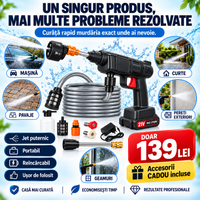 HydroJet™ – Pistol Portabil de Spălat cu Presiune, 2x Acumulator 21V + Accesorii Cadou