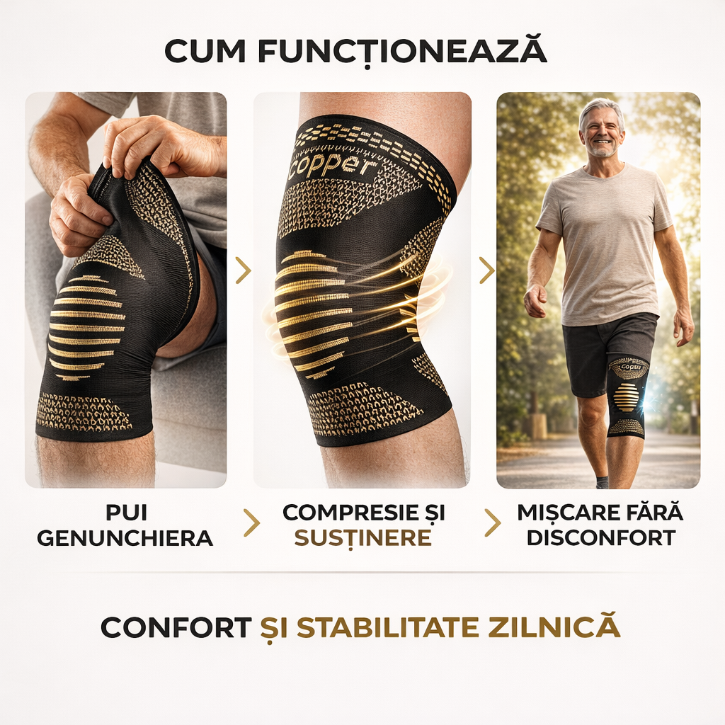 Mergi Din Nou Fără Durere — Genunchiere cu Cupru pentru Susținere Articulară