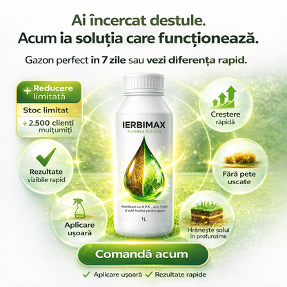 IerbiMax – Repară gazonul uscat și îl face verde în 7 zile