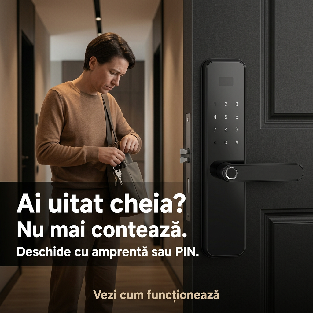 Yală Inteligentă – Amprentă, PIN și Card | Ofertă Limitată