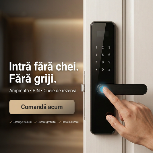 Yală Inteligentă – Amprentă, PIN și Card | Ofertă Limitată
