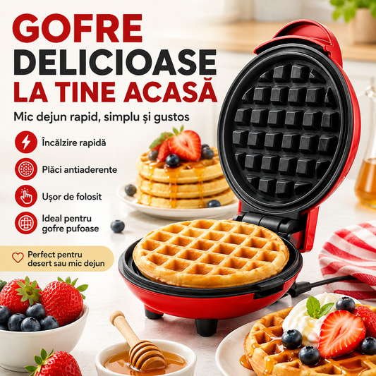 WafflePro™ – Aparat Electric de Făcut Gofre Acasă, Rapid și Ușor