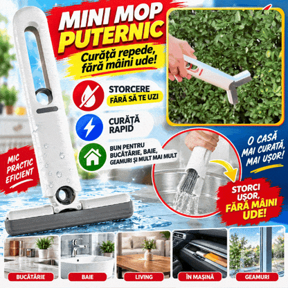 Mini Mop Multifuncțional cu Stoarcere Integrată – Pentru Bucătărie, Baie, Geamuri și Mașină