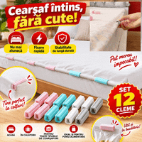 Set 12 Cleme pentru Cearșaf – Fixare Rapidă și Pat Mereu Întins
