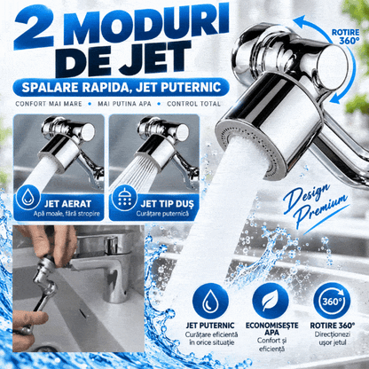 Cap de Robinet Rotativ 360° cu 2 Moduri de Jet – Pentru Bucătărie și Baie