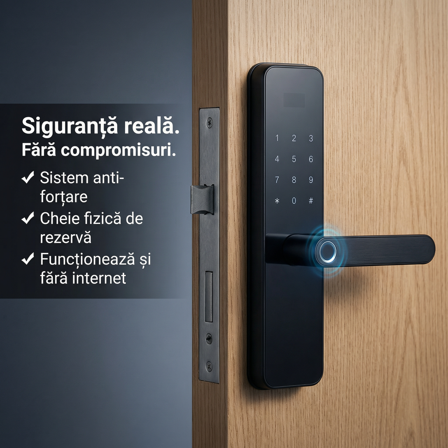 Yală Inteligentă – Amprentă, PIN și Card | Ofertă Limitată
