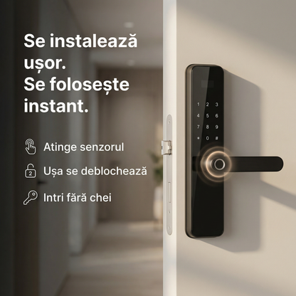 Yală Inteligentă – Amprentă, PIN și Card | Ofertă Limitată