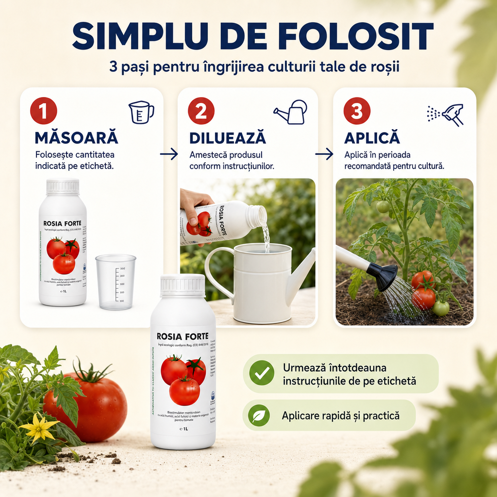 1+1 ROSIA FORTE – Biostimulator concentrat pentru roșii mari și recoltă bogată