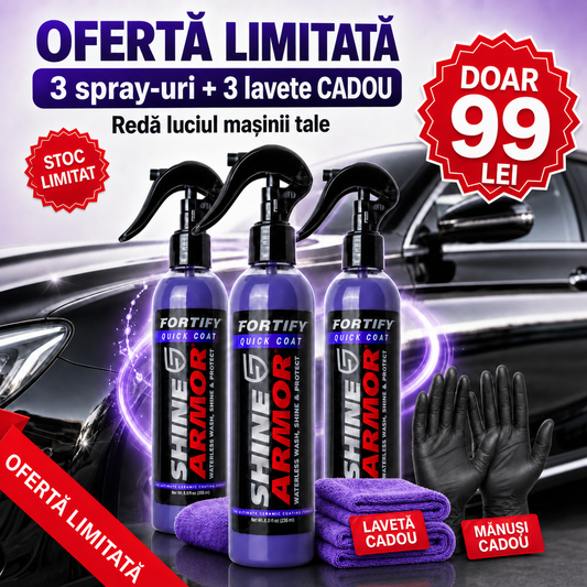 Spray Polish Ceramic Auto 3x – Aplici, ștergi și gata: luciu tip oglindă + protecție hidrofobă