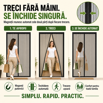 AerLiber™ – Plasă Magnetică Anti-Insecte pentru Ușă, cu Închidere Automată