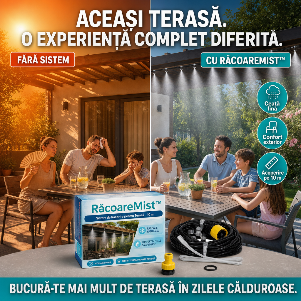 RăcoareMist™ – Sistem de Răcorire pentru Terasă, 10 m, cu Duze de Pulverizare Fină
