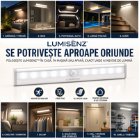 LUMISENZ™ – Lampă LED Inteligentă cu Senzor de Mișcare, Fără Fire