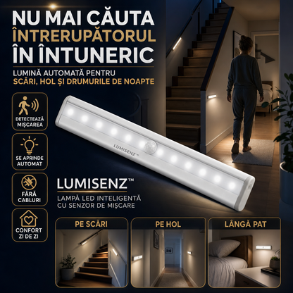 LUMISENZ™ – Lampă LED Inteligentă cu Senzor de Mișcare, Fără Fire