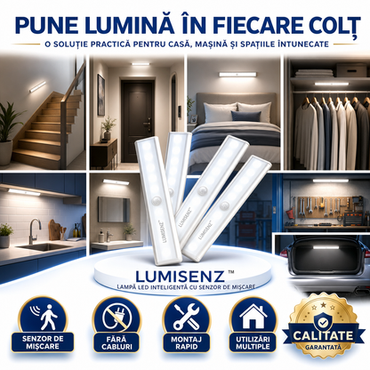 LUMISENZ™ – Lampă LED Inteligentă cu Senzor de Mișcare, Fără Fire