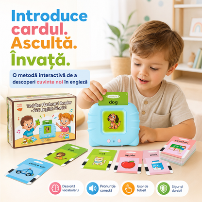 MiniLingo™ – Cititor Interactiv cu 224 de Cuvinte în Engleză și Carduri Educative