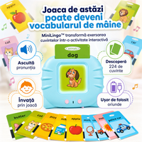 MiniLingo™ – Cititor Interactiv cu 224 de Cuvinte în Engleză și Carduri Educative