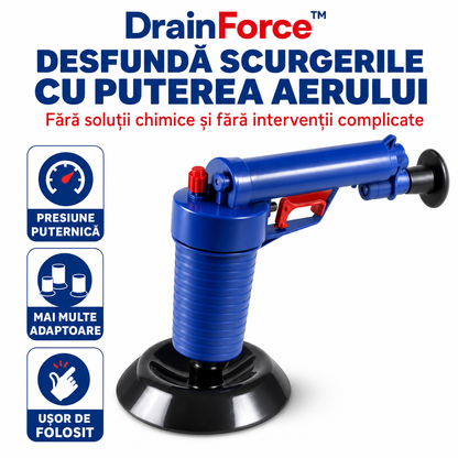 DrainForce™ – Dispozitiv cu Presiune pentru Desfundarea Rapidă a Scurgerilor