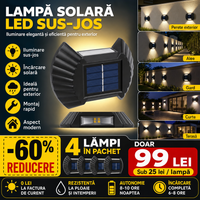 Set 4 Lămpi Solare Bidirecționale pentru Exterior, cu Senzor de Mișcare – Iluminare Sus-Jos