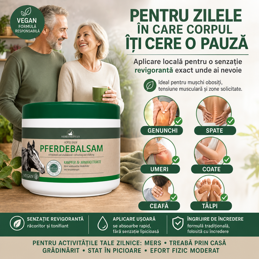 Balsam Herbamedicus pentru Genunchi, Spate, Umeri și Zone Solicitate – 250 ml