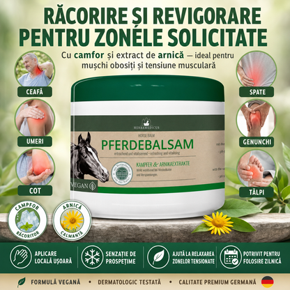 Balsam Herbamedicus pentru Genunchi, Spate, Umeri și Zone Solicitate – 250 ml