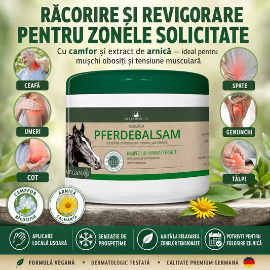 Balsam Herbamedicus pentru Genunchi, Spate, Umeri și Zone Solicitate – 250 ml
