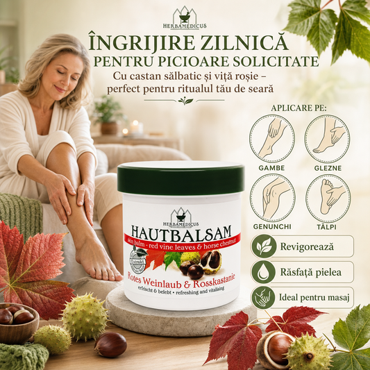 Balsam Herbamedicus cu Castan Sălbatic și Viță Roșie – Pentru Picioare Obosite, 250 ml