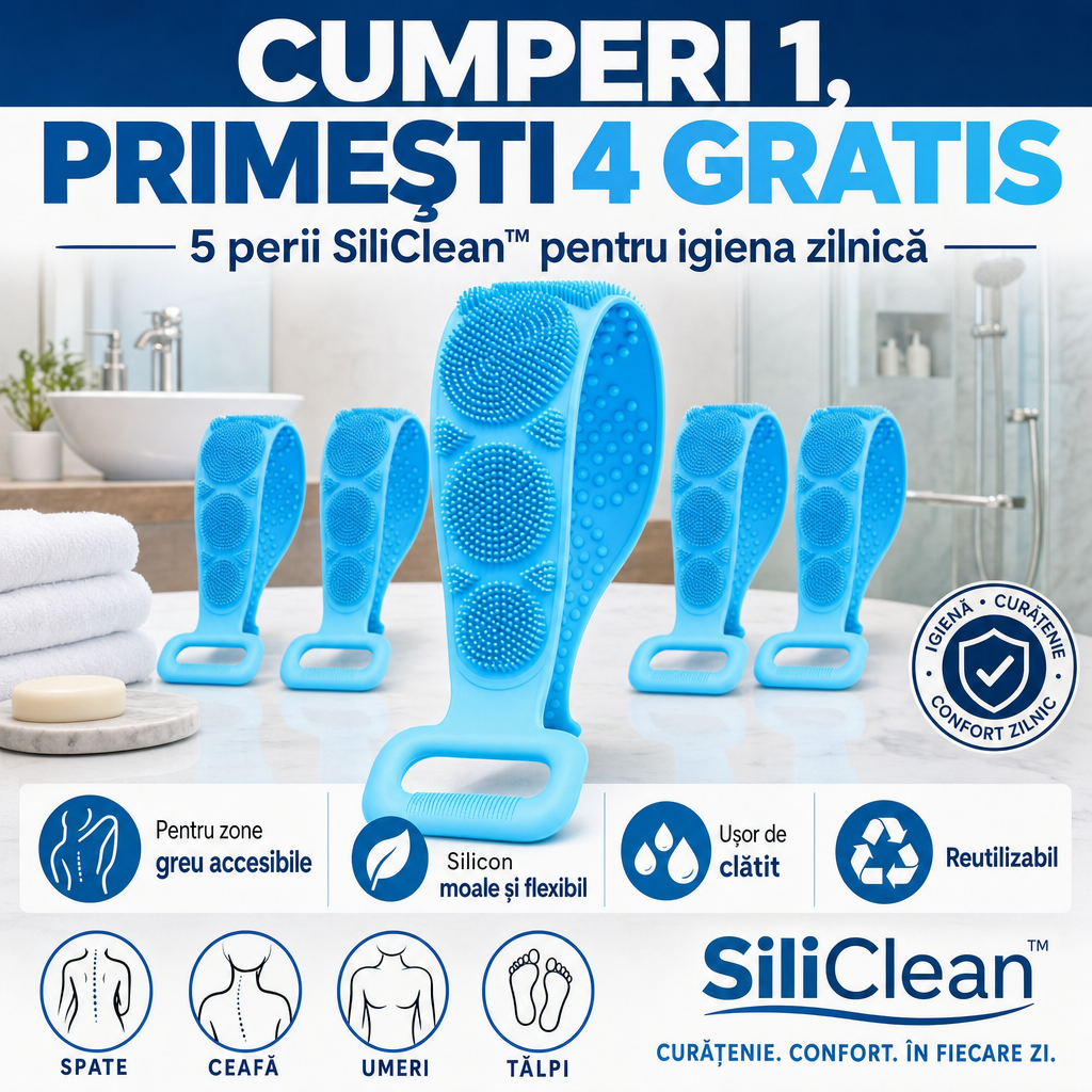 SiliClean™ – Perie Flexibilă din Silicon pentru Spate și Corp, 1+4 GRATIS