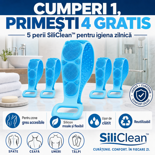 SiliClean™ – Perie Flexibilă din Silicon pentru Spate și Corp, 1+4 GRATIS
