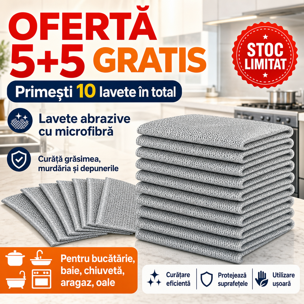 CleanPro™ Lavete Abrazive pentru Curățenie – 10 Bucăți, 5+5 GRATIS