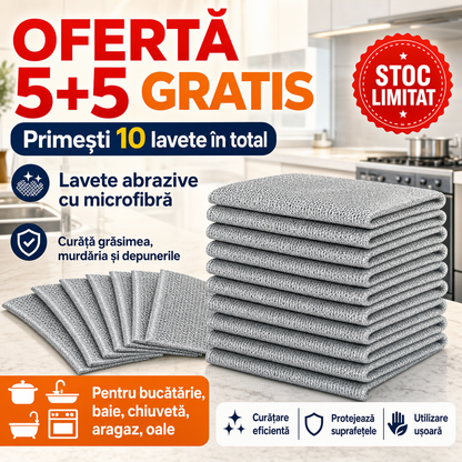 CleanPro™ Lavete Abrazive pentru Curățenie – 10 Bucăți, 5+5 GRATIS