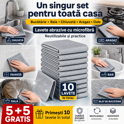 CleanPro™ Lavete Abrazive pentru Curățenie – 10 Bucăți, 5+5 GRATIS