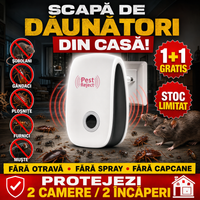 PestGuard™ – Aparat Ultrasonic pentru Insecte și Rozătoare, 1+1 GRATIS