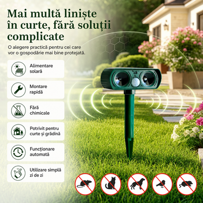 SolarGuard™ – Dispozitiv Solar Ultrasonic Anti-Dăunători pentru Curte și Grădină