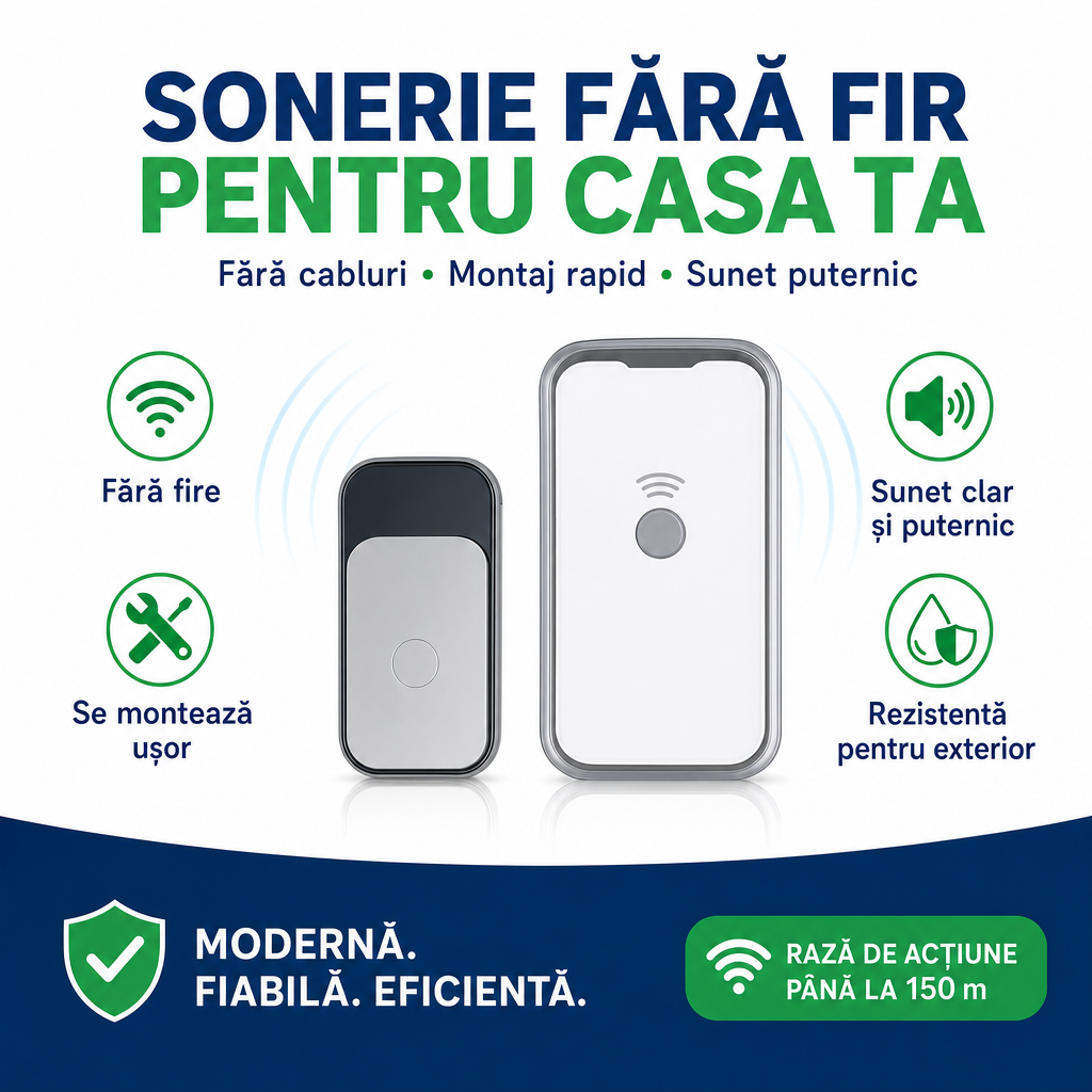 SmartBell™ – Sonerie Wireless pentru Casă, Fără Cabluri