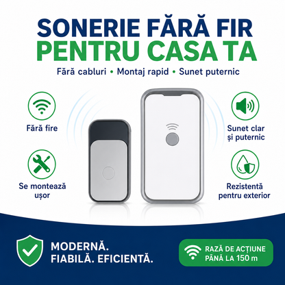 SmartBell™ – Sonerie Wireless pentru Casă, Fără Cabluri