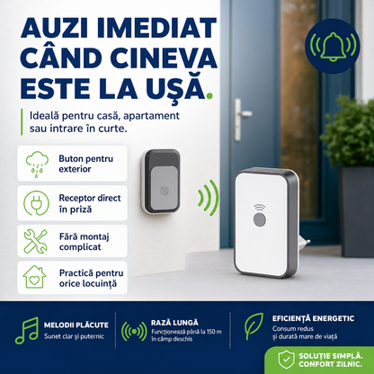 SmartBell™ – Sonerie Wireless pentru Casă, Fără Cabluri
