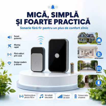 SmartBell™ – Sonerie Wireless pentru Casă, Fără Cabluri