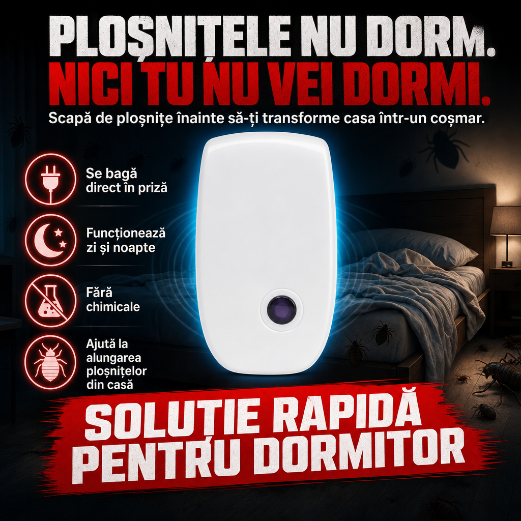 BedGuard™ – Dispozitiv Ultrasonic Anti-Ploșnițe pentru Dormitor și Locuință