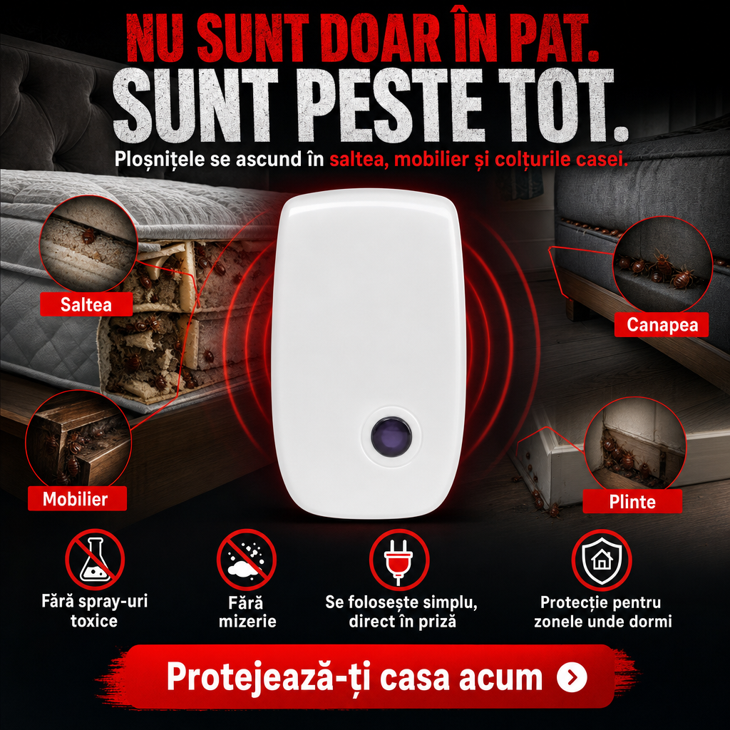 BedGuard™ – Dispozitiv Ultrasonic Anti-Ploșnițe pentru Dormitor și Locuință